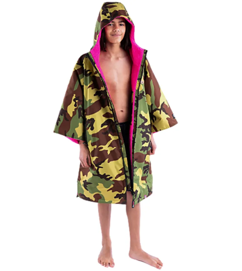 Dryrobe Kids Advance Short Sleeve Change Robe 5-9 yrs V3 Camo Pink-3